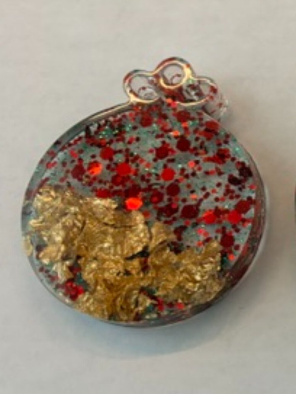 Handmade Resin Holiday Ornaments Set of 3 – Gold Foil & Red Glitter